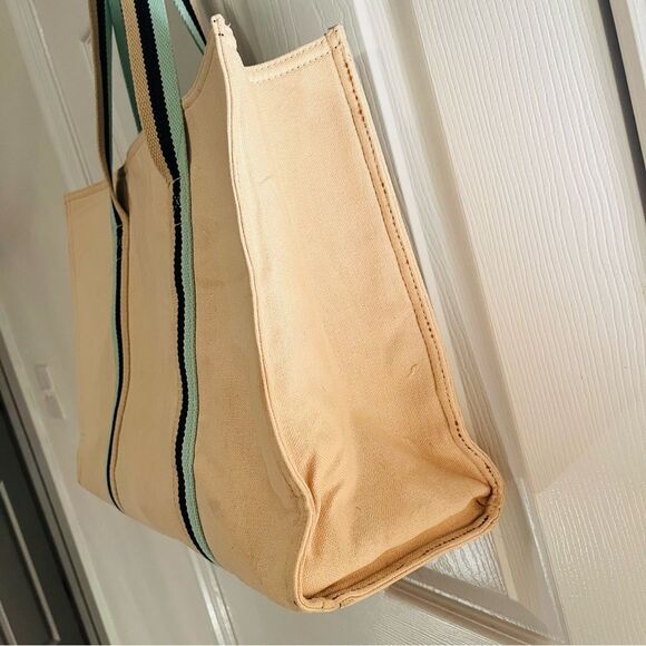 Spartina 449 Tan Tote with Navy Coral Motif - Picture 7 of 8